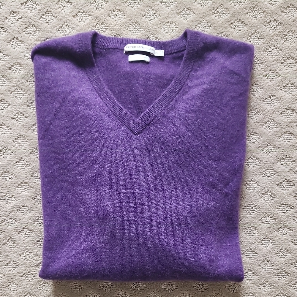 Men's Peter Millar V-Neck Sweater in Deep Purple